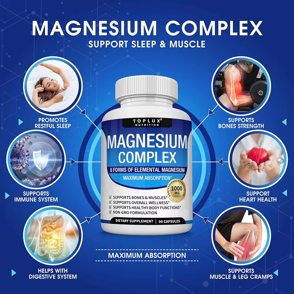 Premium  1000Mg Magnesium Glysinate 525Mg Blood Sugar Complex 940Mg Moringa Capsules 1200Mg Non-Gmo