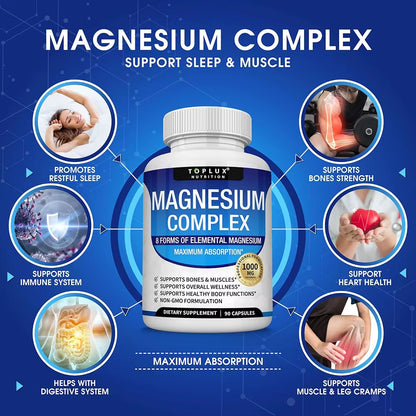 Premium  1000Mg Magnesium Glysinate 525Mg Blood Sugar Complex 940Mg Moringa Capsules 1200Mg Non-Gmo